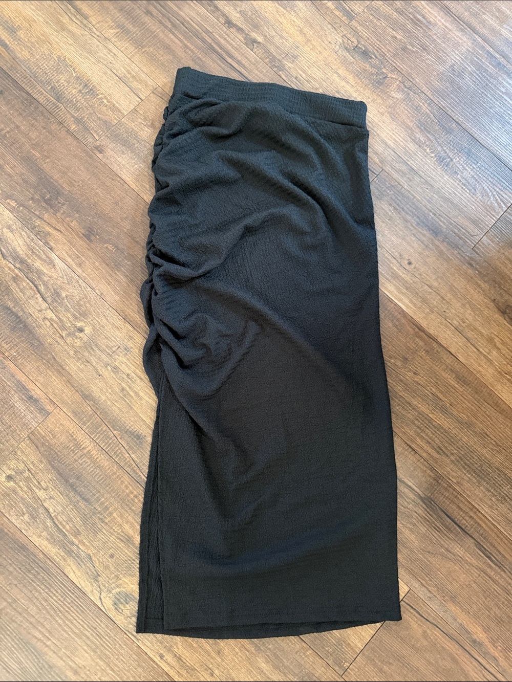 Black Ruched Side Pencil Skirt - Women